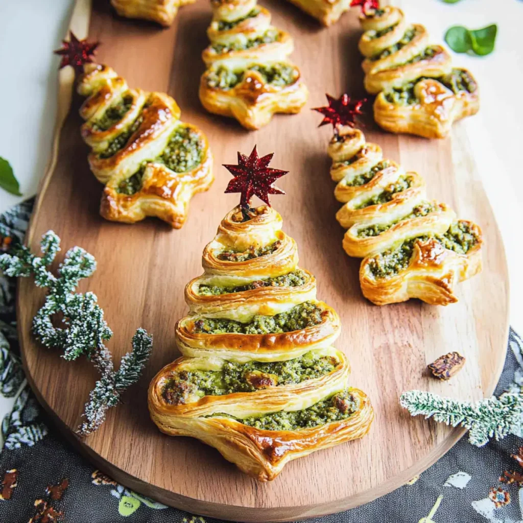 Basil Pesto Cheesy Puff Pastry Christmas Tree