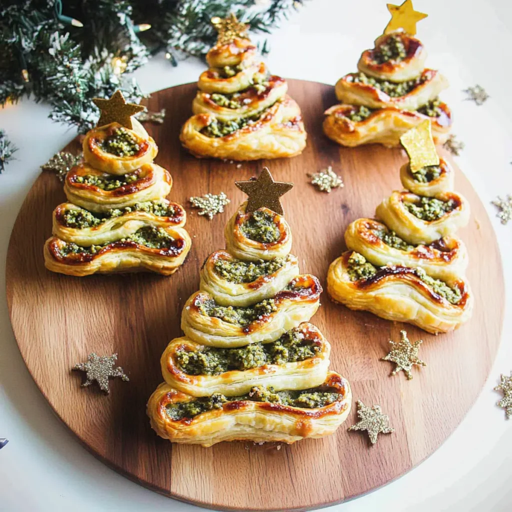 Basil Pesto Cheesy Puff Pastry Christmas Tree