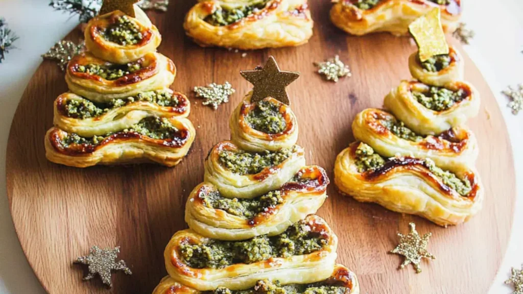 Basil Pesto Cheesy Puff Pastry Christmas Tree