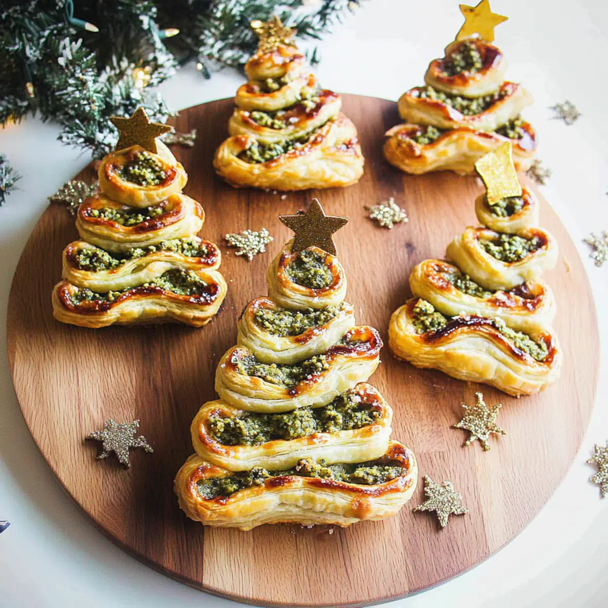 Basil Pesto Cheesy Puff Pastry Christmas Tree