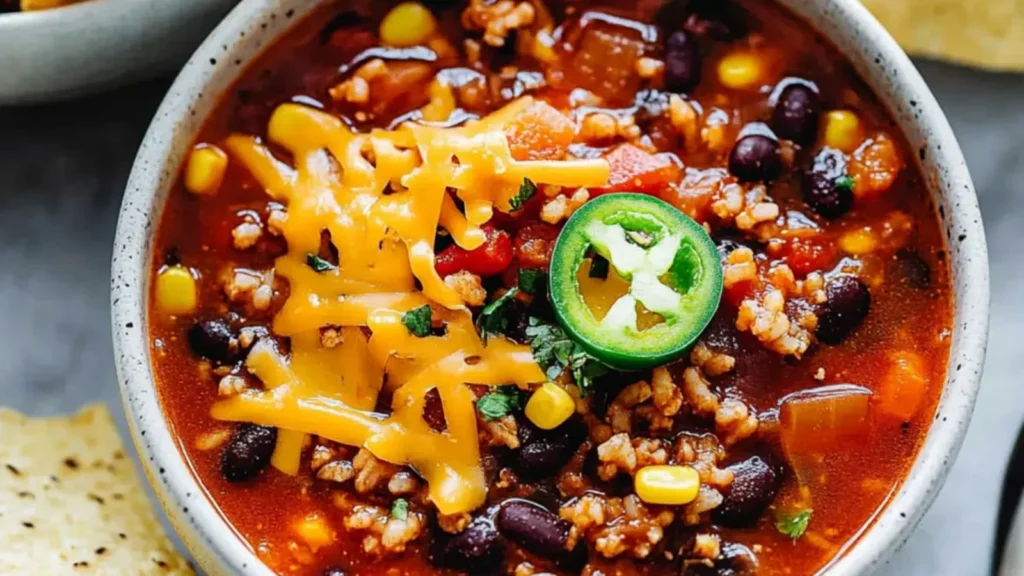 Crockpot Taco Rice Soup
