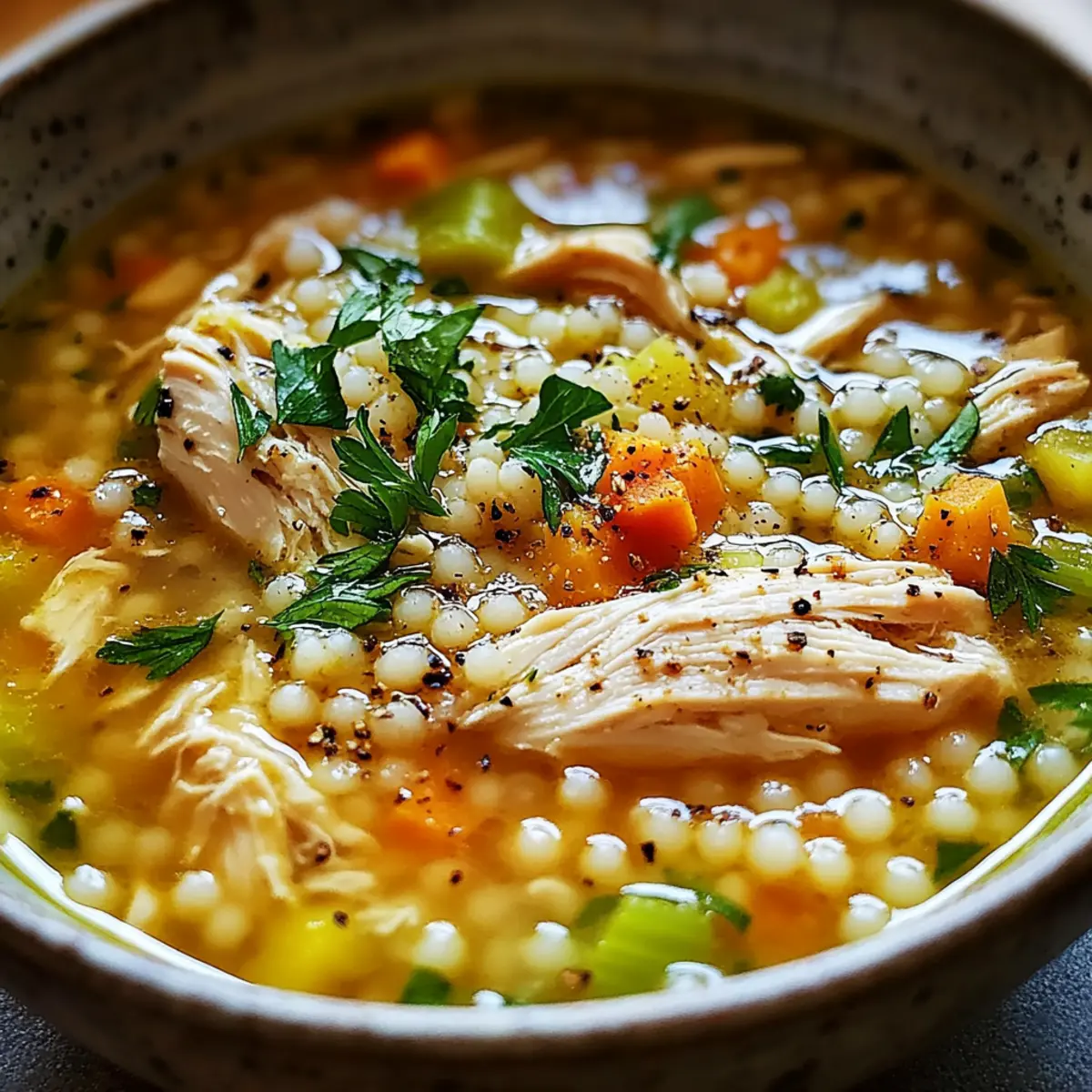 Chicken and Pearl Couscous Soup