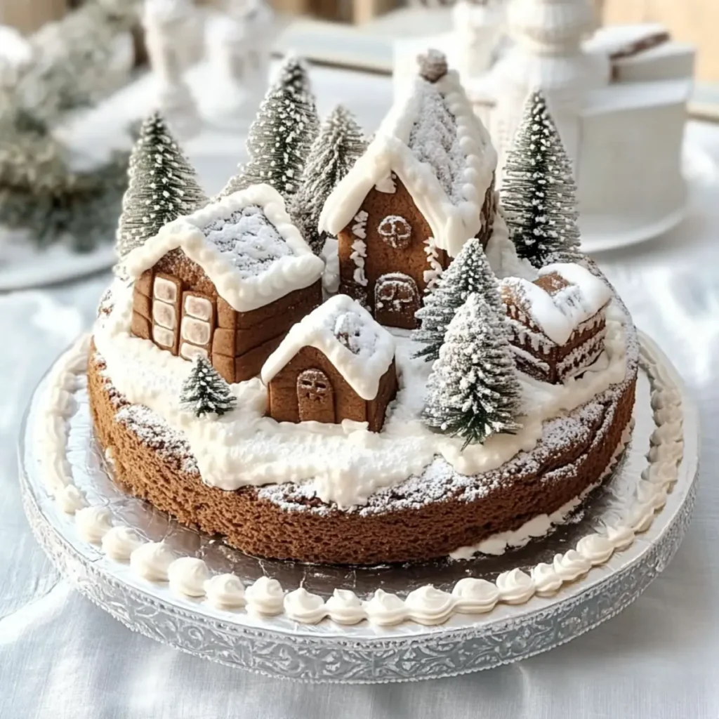 Gingerbread Village Cake