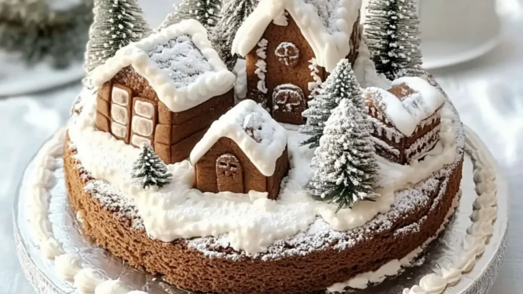 Gingerbread Village Cake