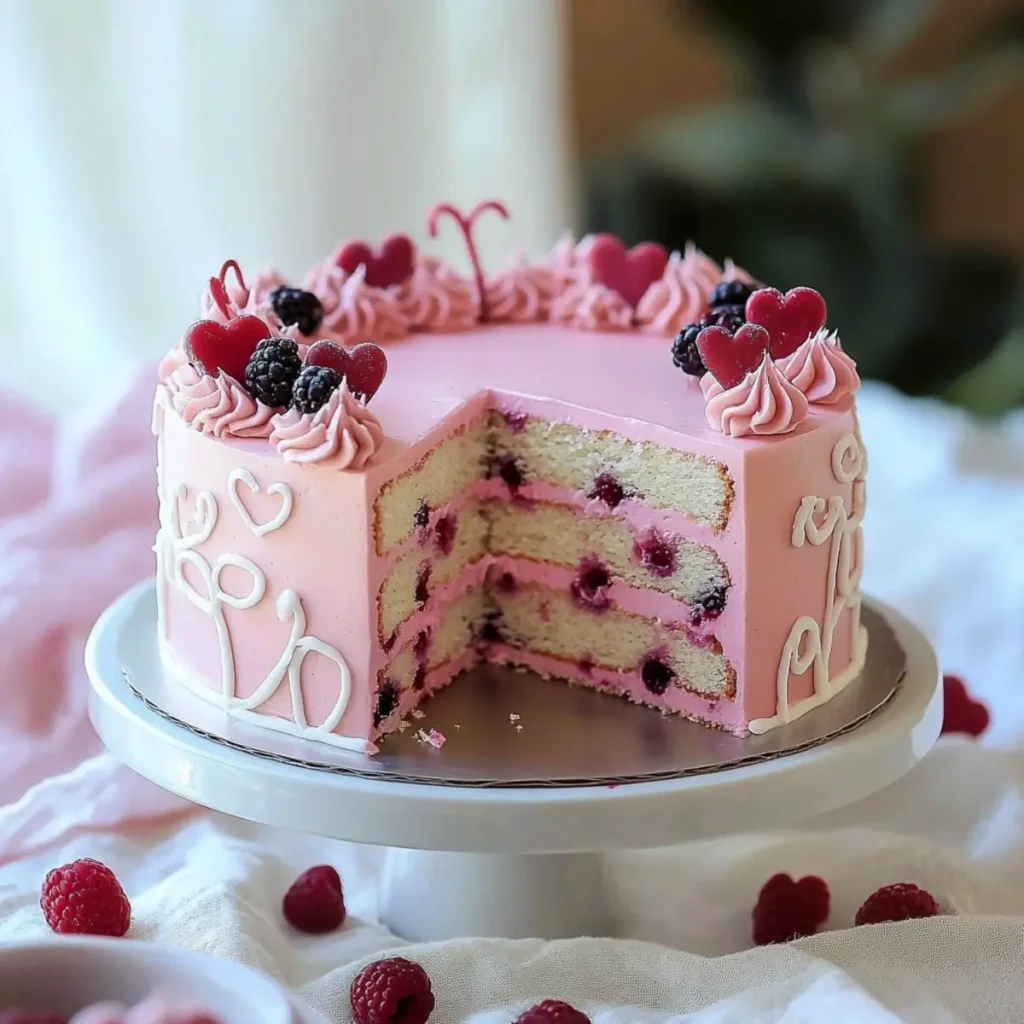 Valentine’s Vanilla Cake with Berry Buttercream