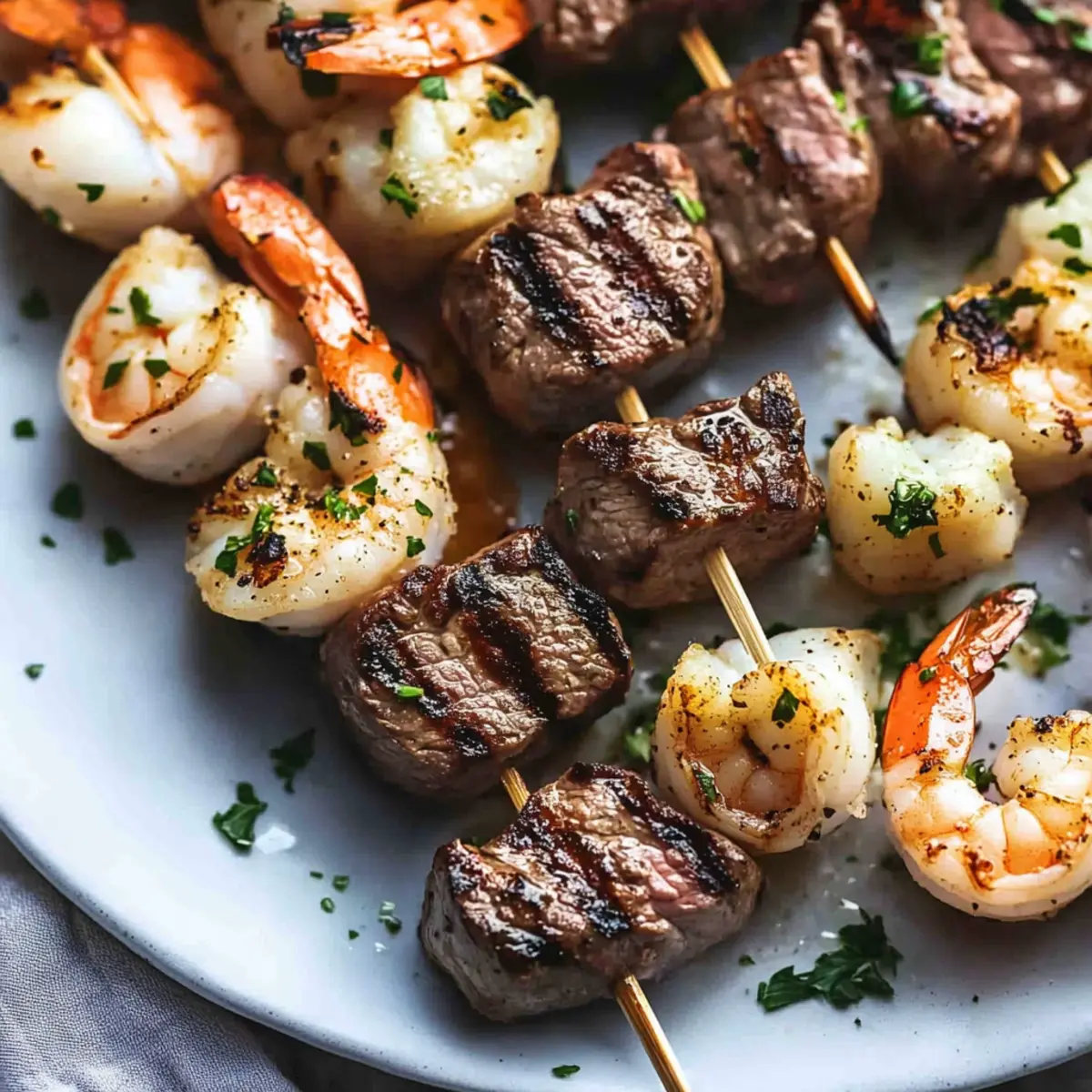 Grilled Steak and Shrimp Skewers