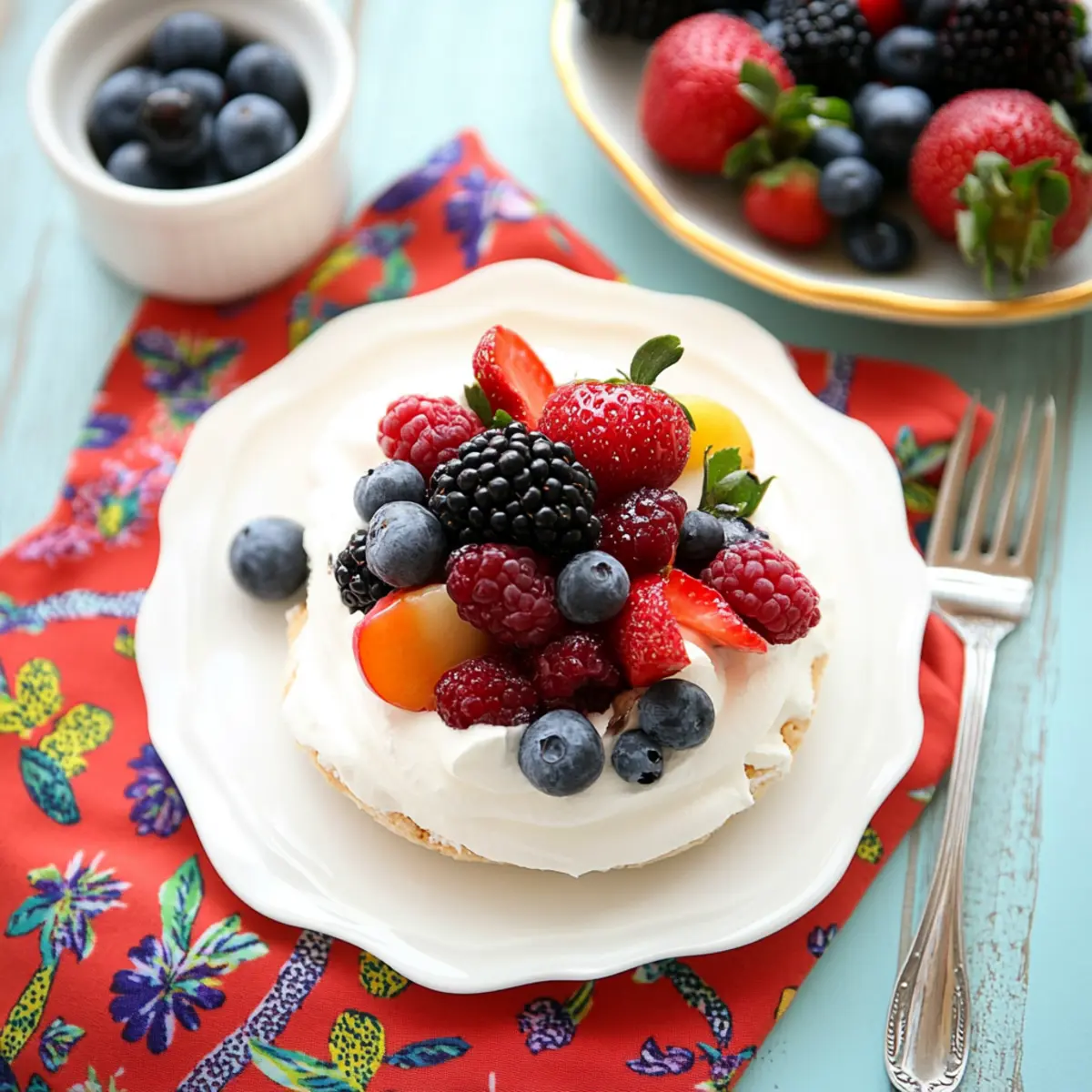 Valentine’s Pavlova with Cream and Fruit