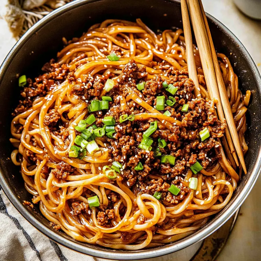 Mongolian Ground Beef Noodles