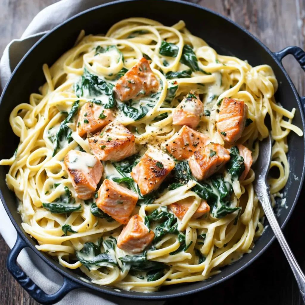 Creamy Salmon Spinach Pasta