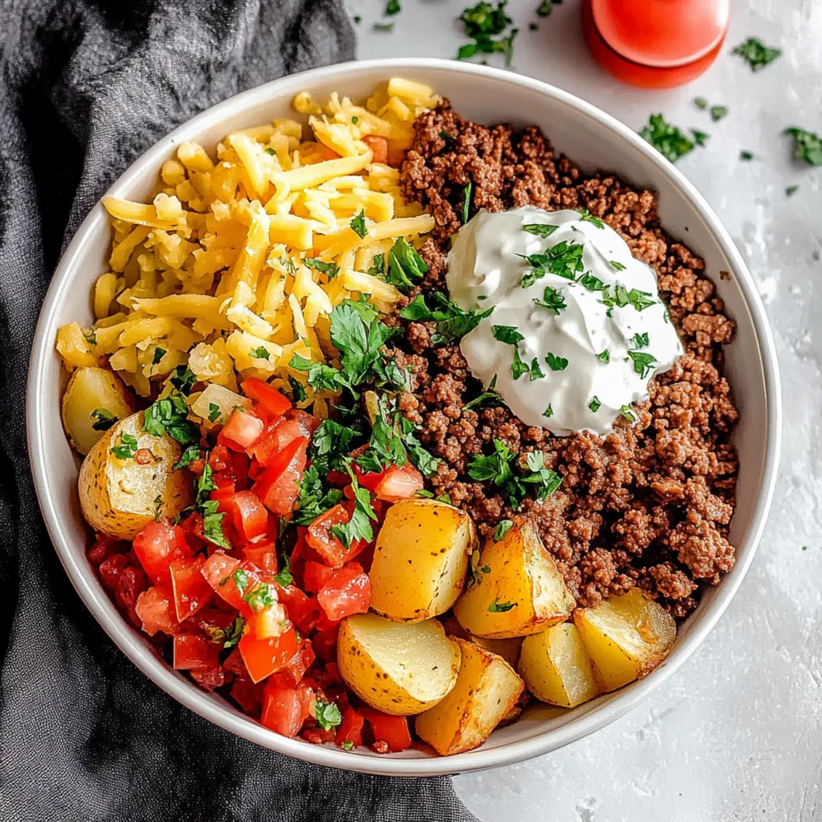 Ground Beef and Potato Taco Bowl