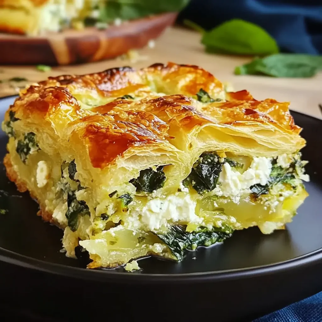 Croissant Strata with Spinach Feta and Gruyere
