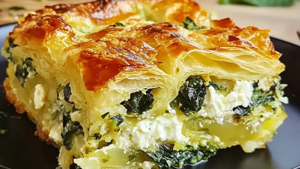 Croissant Strata with Spinach Feta and Gruyere