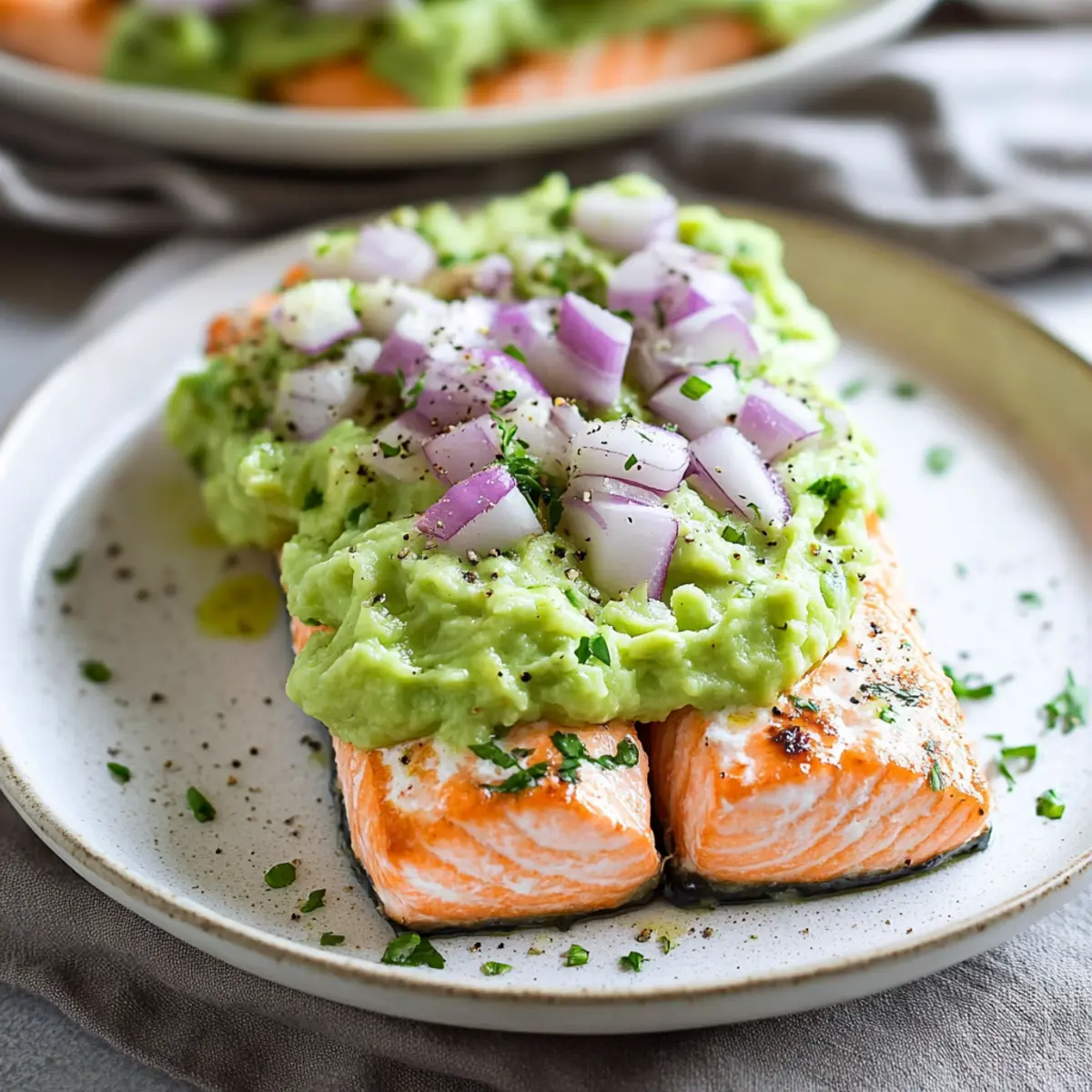 Baked Salmon with Avocado Mash